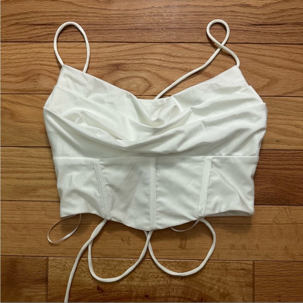White corset crop top